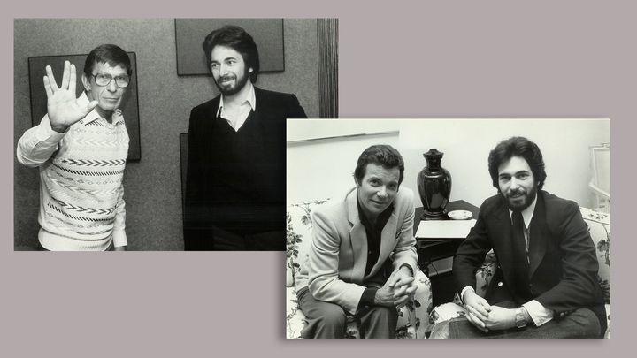 "Star Trek" legends Leonard Nimoy (top left) and William Shatner were among the notable guests on Speigel's "Edge of Reality" radio show, which was launched in the late 1970s.