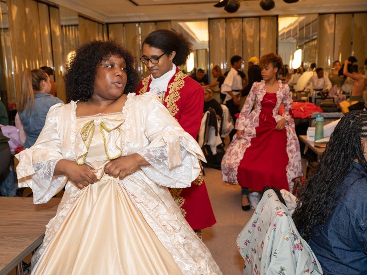 Students Min and Ellem prepare for HSA's 60th Anniversary Gala held at Manhattan's Ziegfeld Ballroom in New York on Monday, May 20, 2024.