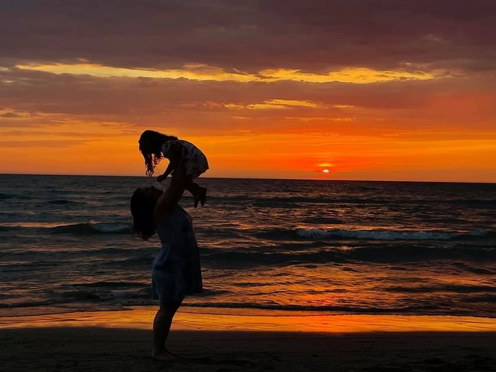 The author and her daughter in Sauble Beach, Ontario.