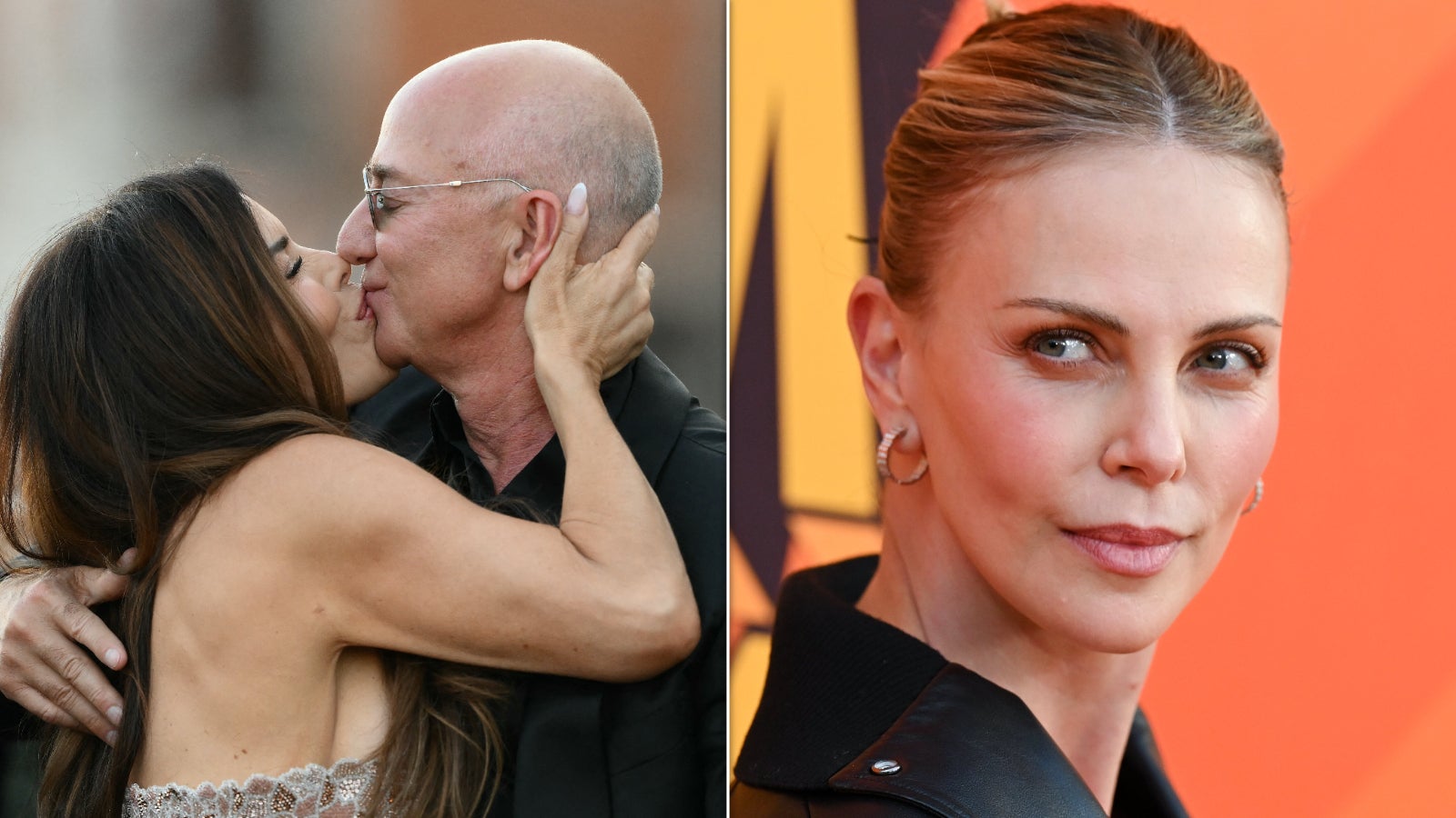 Jeff Bezos kissing Lauren Sánchez in Venice over the weekend, and Charlize Theron